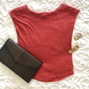 LOFT slub knit coral shirt